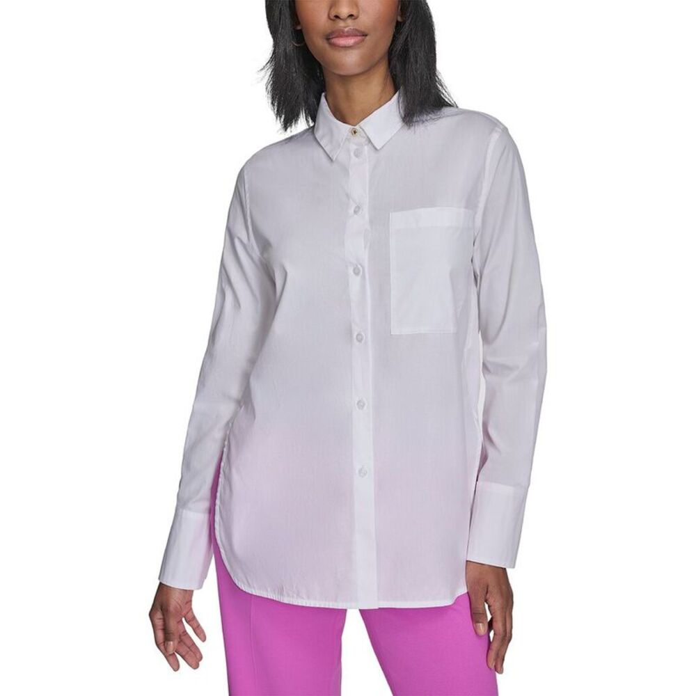 Halston Womens Long Sleeve Button Down Blouse